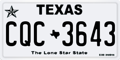TX license plate CQC3643