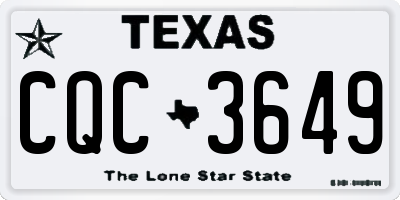TX license plate CQC3649