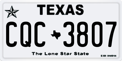 TX license plate CQC3807