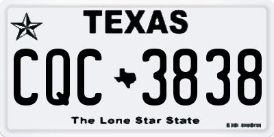 TX license plate CQC3838