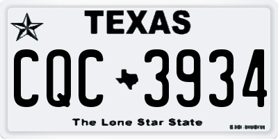 TX license plate CQC3934