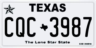 TX license plate CQC3987