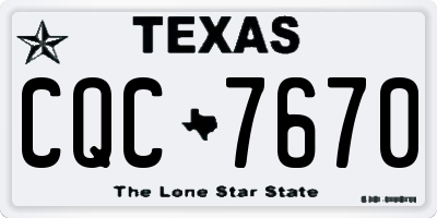 TX license plate CQC7670
