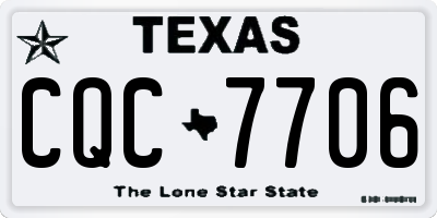 TX license plate CQC7706