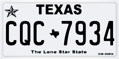 TX license plate CQC7934