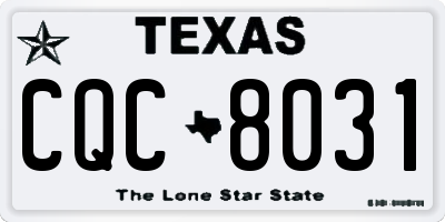 TX license plate CQC8031