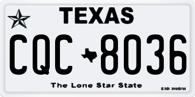 TX license plate CQC8036