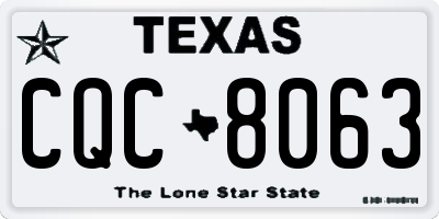TX license plate CQC8063