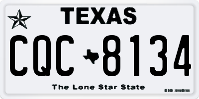 TX license plate CQC8134
