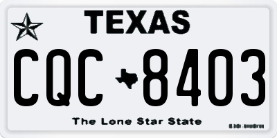 TX license plate CQC8403