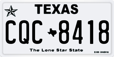 TX license plate CQC8418