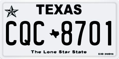 TX license plate CQC8701