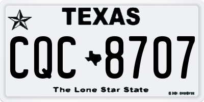 TX license plate CQC8707