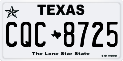 TX license plate CQC8725