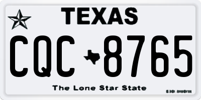 TX license plate CQC8765