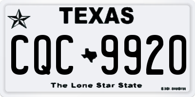 TX license plate CQC9920