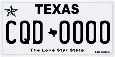 TX license plate CQD0000