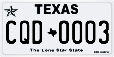 TX license plate CQD0003