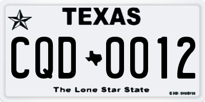 TX license plate CQD0012