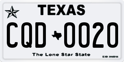 TX license plate CQD0020