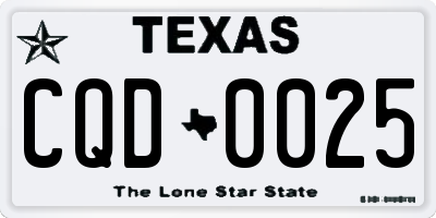 TX license plate CQD0025