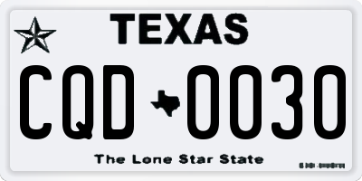TX license plate CQD0030
