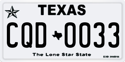 TX license plate CQD0033
