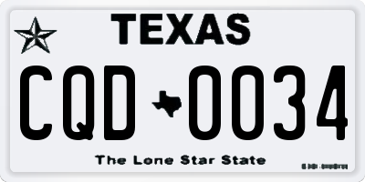 TX license plate CQD0034