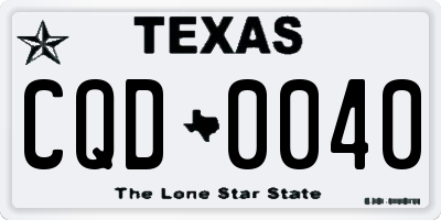 TX license plate CQD0040