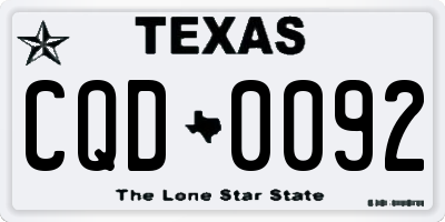 TX license plate CQD0092