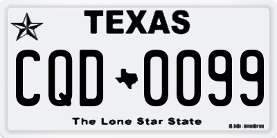 TX license plate CQD0099