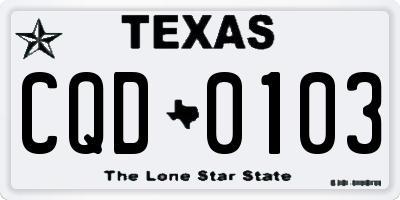 TX license plate CQD0103