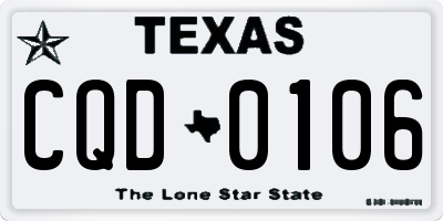 TX license plate CQD0106