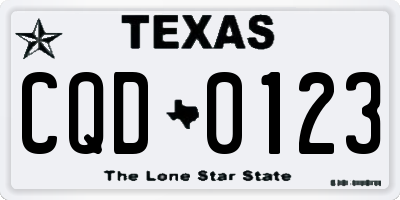 TX license plate CQD0123