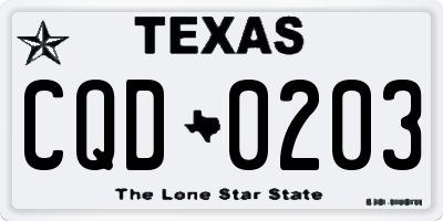 TX license plate CQD0203