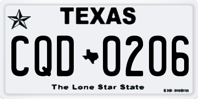 TX license plate CQD0206