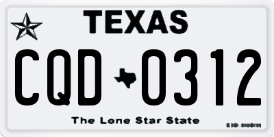 TX license plate CQD0312