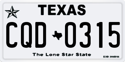 TX license plate CQD0315