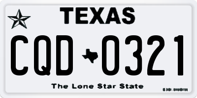 TX license plate CQD0321