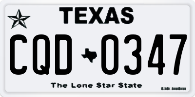 TX license plate CQD0347