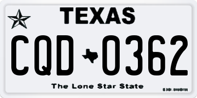 TX license plate CQD0362