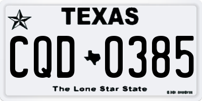 TX license plate CQD0385