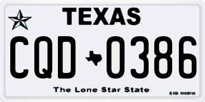 TX license plate CQD0386