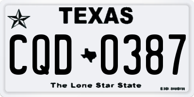 TX license plate CQD0387