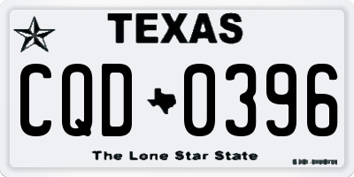 TX license plate CQD0396