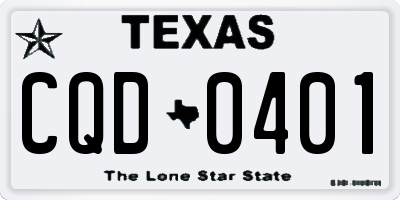 TX license plate CQD0401