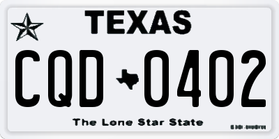 TX license plate CQD0402