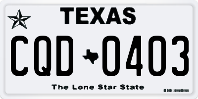 TX license plate CQD0403