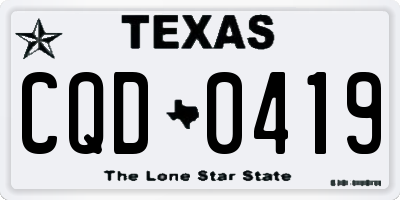 TX license plate CQD0419