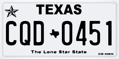 TX license plate CQD0451